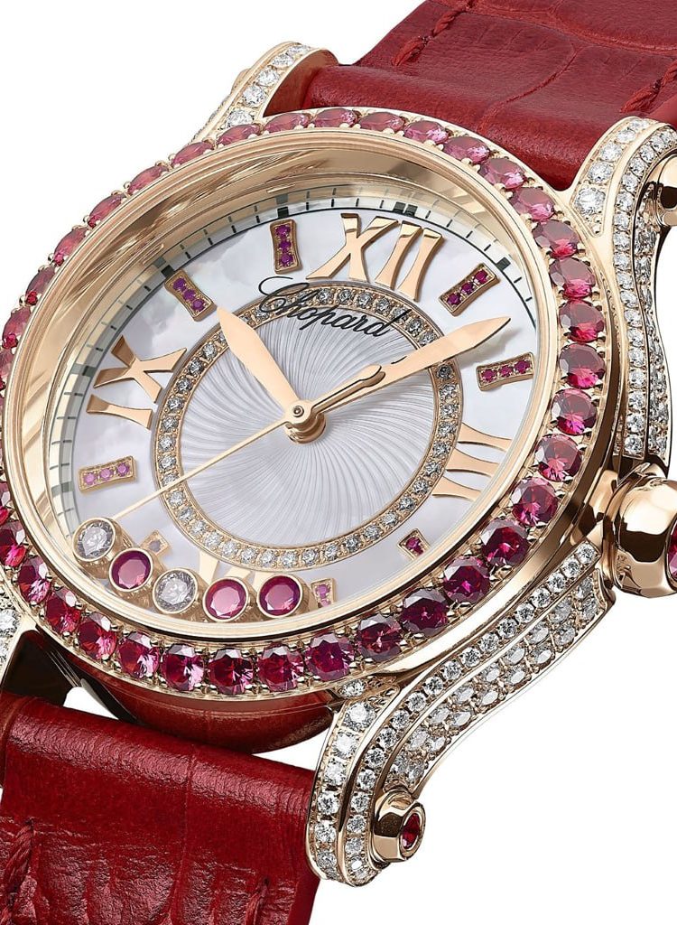 Chopard Happy Sport Ethical Rose Gold Diamonds Rubies Women's Watch